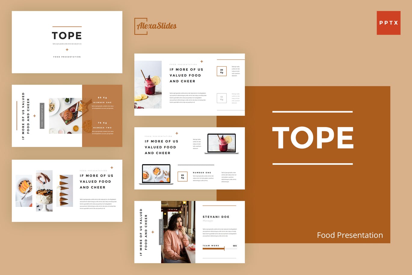 高端时尚优雅的食品餐厅powerpoint幻灯片演示模板（pptx）