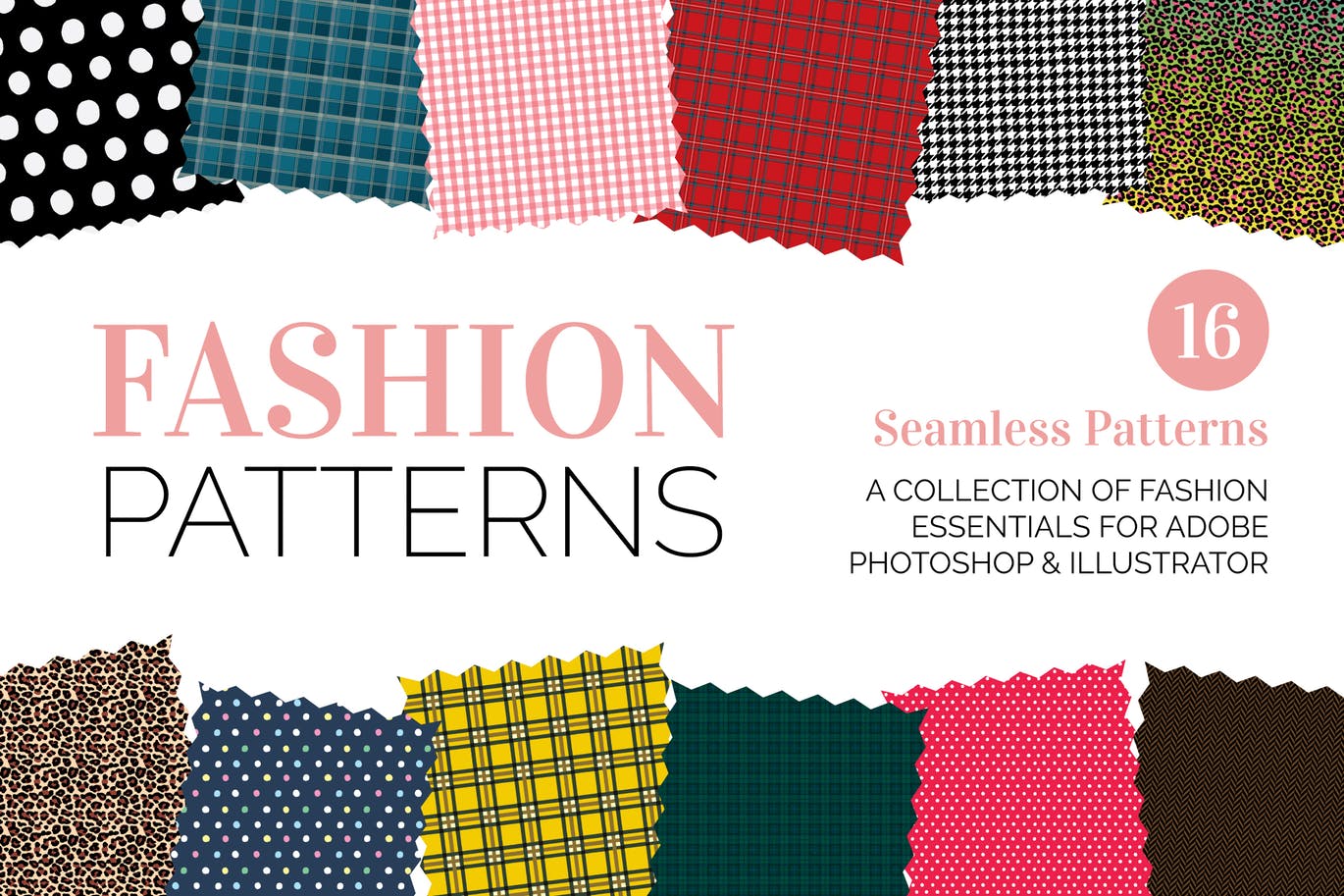 时尚元素和面料无缝图案纹样素材 Seamless Fashion and Fabric Patterns