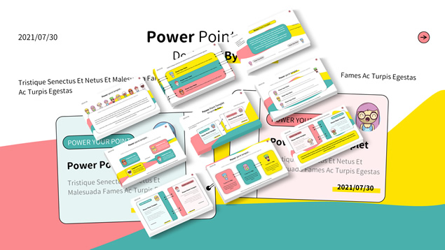 俏皮实用可爱卡通风ppt模板