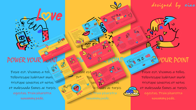 美好趣味甜蜜蜜可爱卡通ppt模板