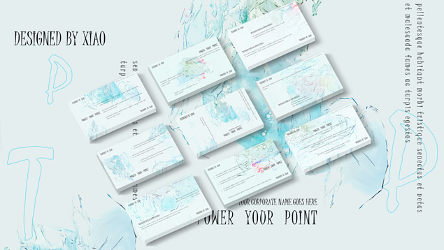 冰蓝抽象艺术ppt模板