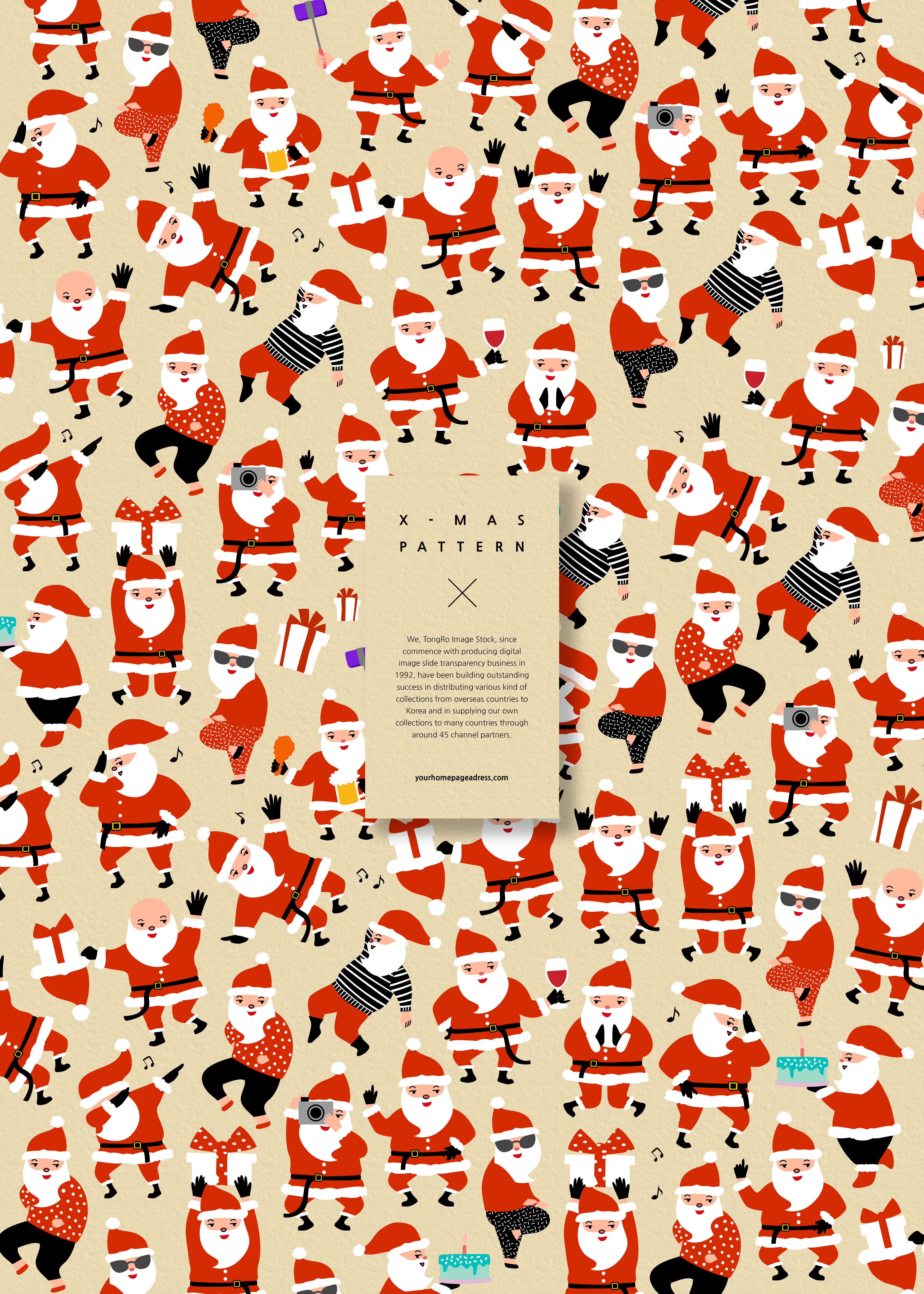 各种不同姿势的圣诞老人图案背景设计素材