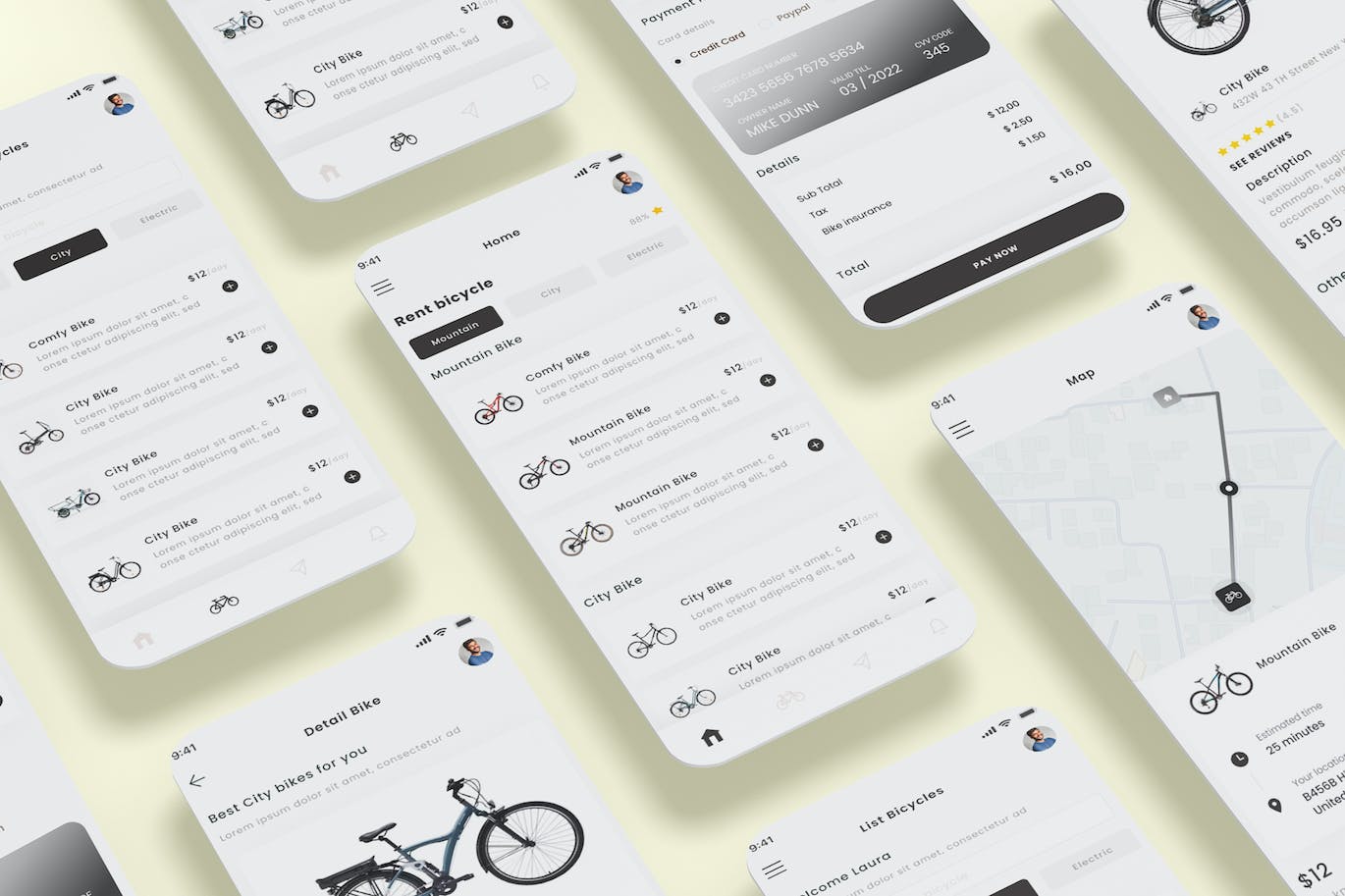自行车出租店APP UI KIT