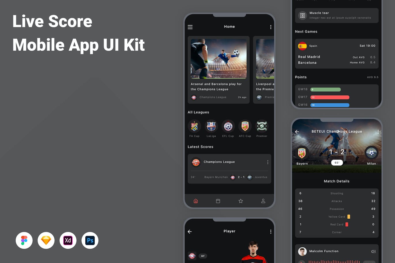实时比分移动应用App UI Kit