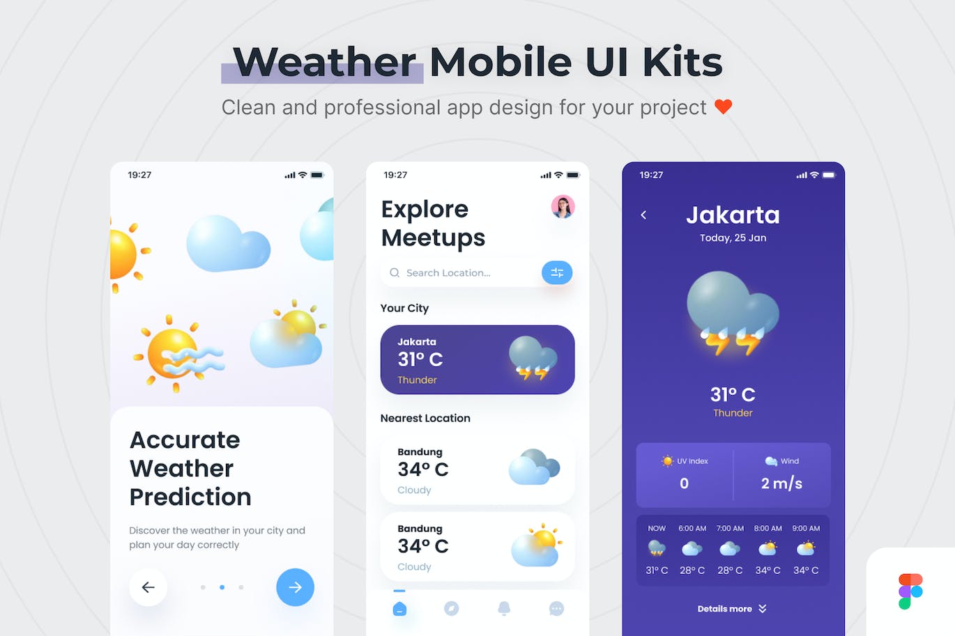 移动端手机天气UI组件套装下载
