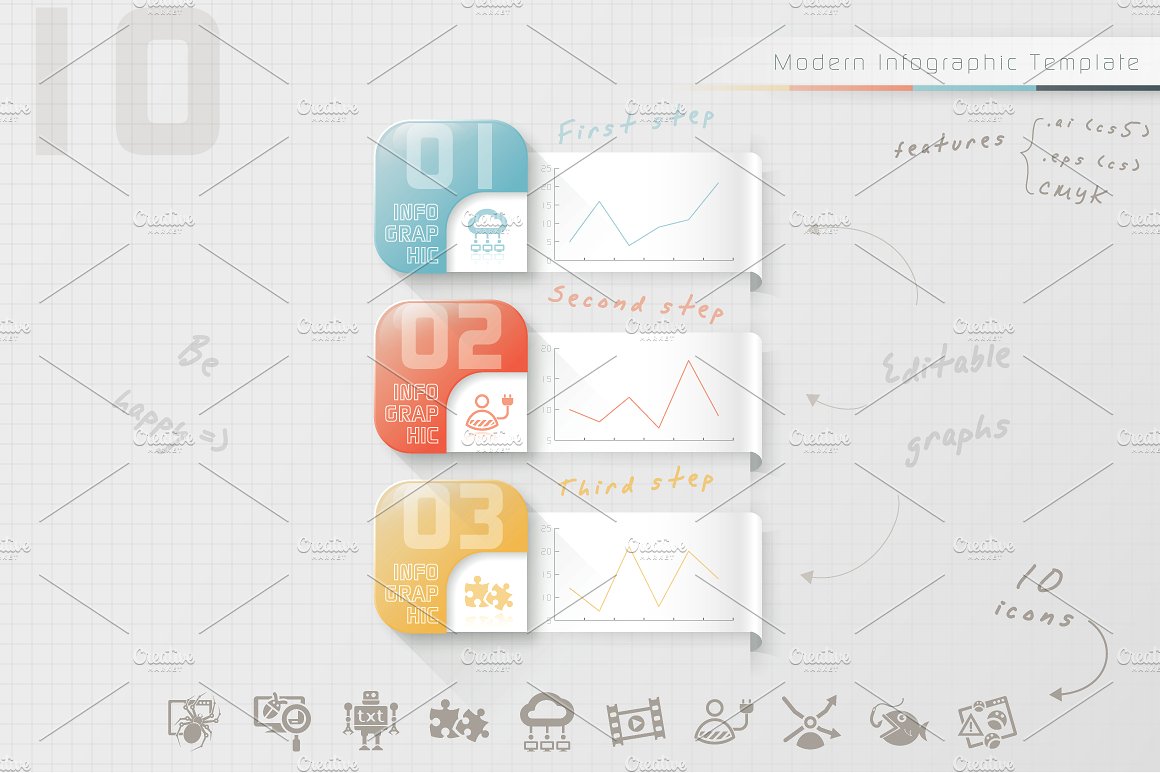 信息图表PPT素材 Ribbon Options