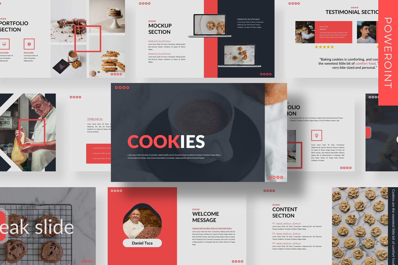 时尚高端简约优雅的高品质食物餐厅powerpoint幻灯片演示模板（pptx）