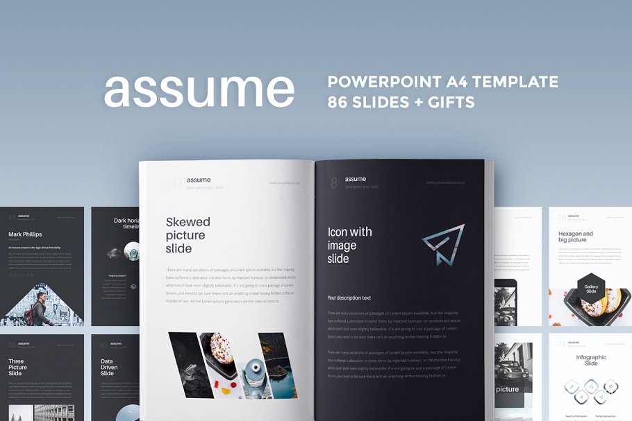 时尚竖版ppt模板 A4 | Assume PowerPoint Template