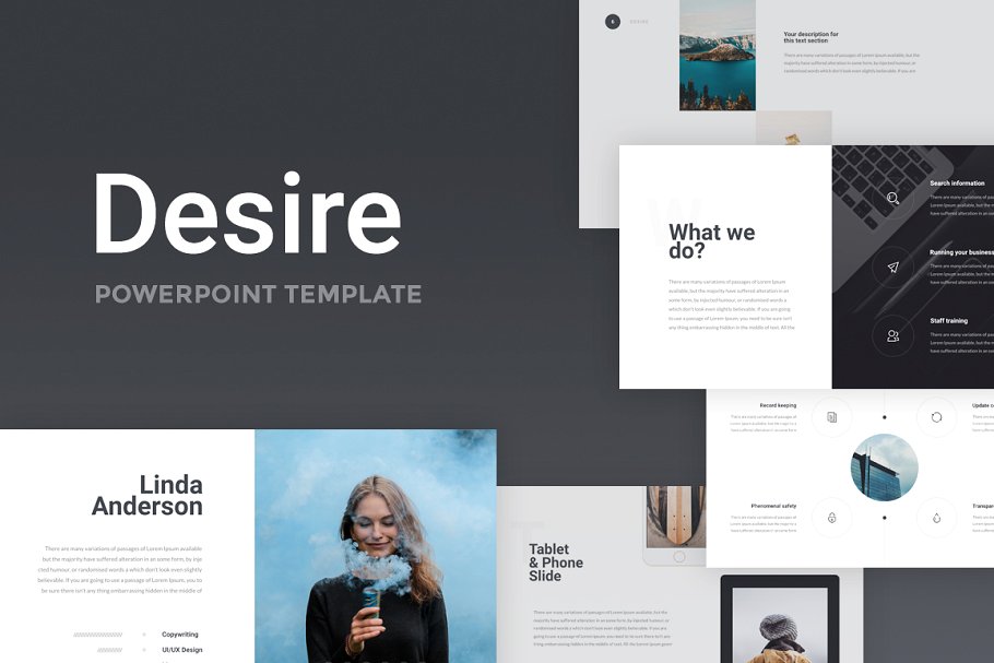 时尚简约ppt模板 Desire PowerPoint Template + GIFT