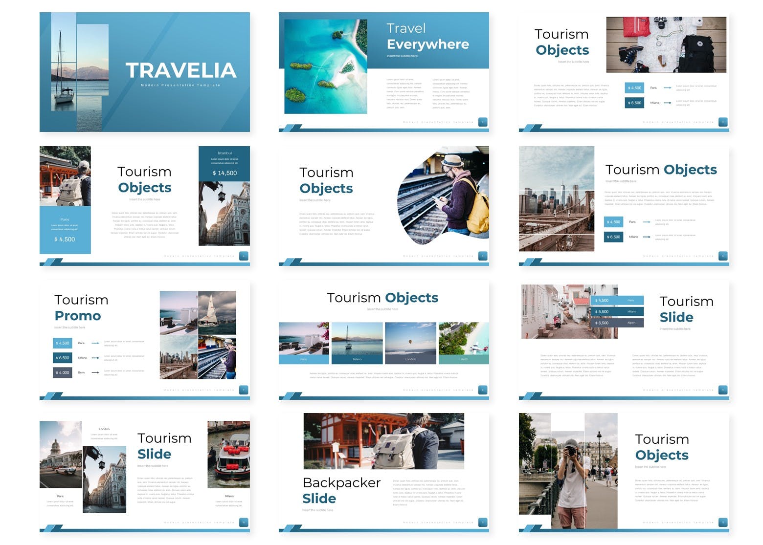 旅行（攻略）主题的简约PPT模板下载[PPTX]