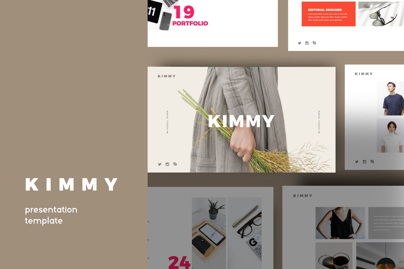 优雅时尚简约清新高端powerpoint幻灯片演示模板（pptx）