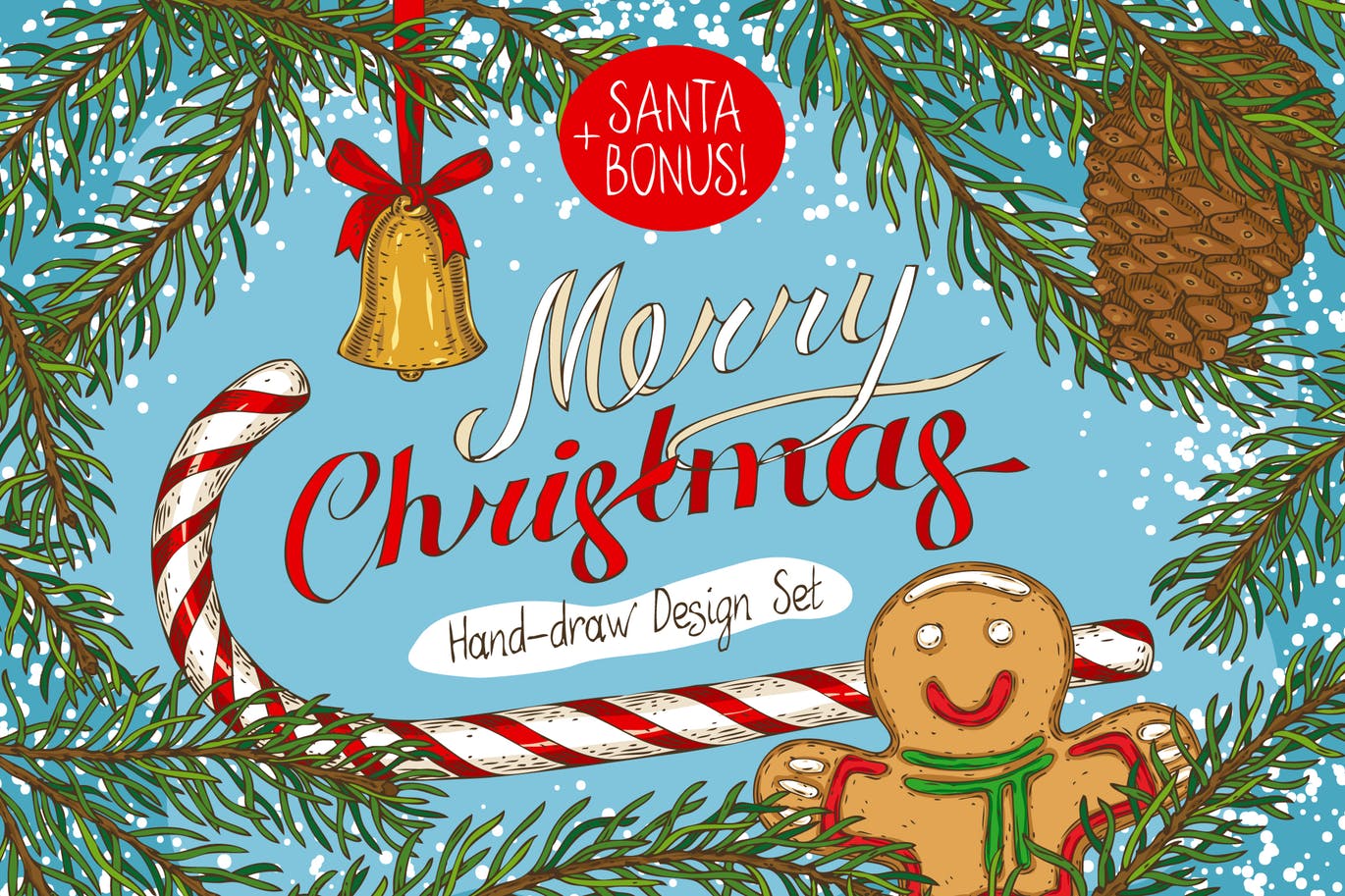 创意圣诞节主题设计矢量图案素材包 Merry Christmas Design Set