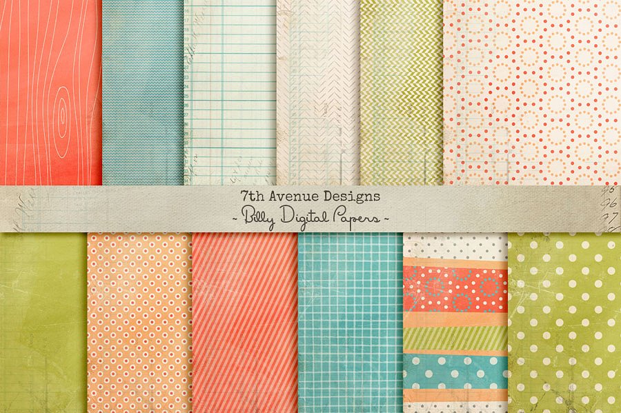 纸质无缝图案贴图背景素材  Billy Digital Papers