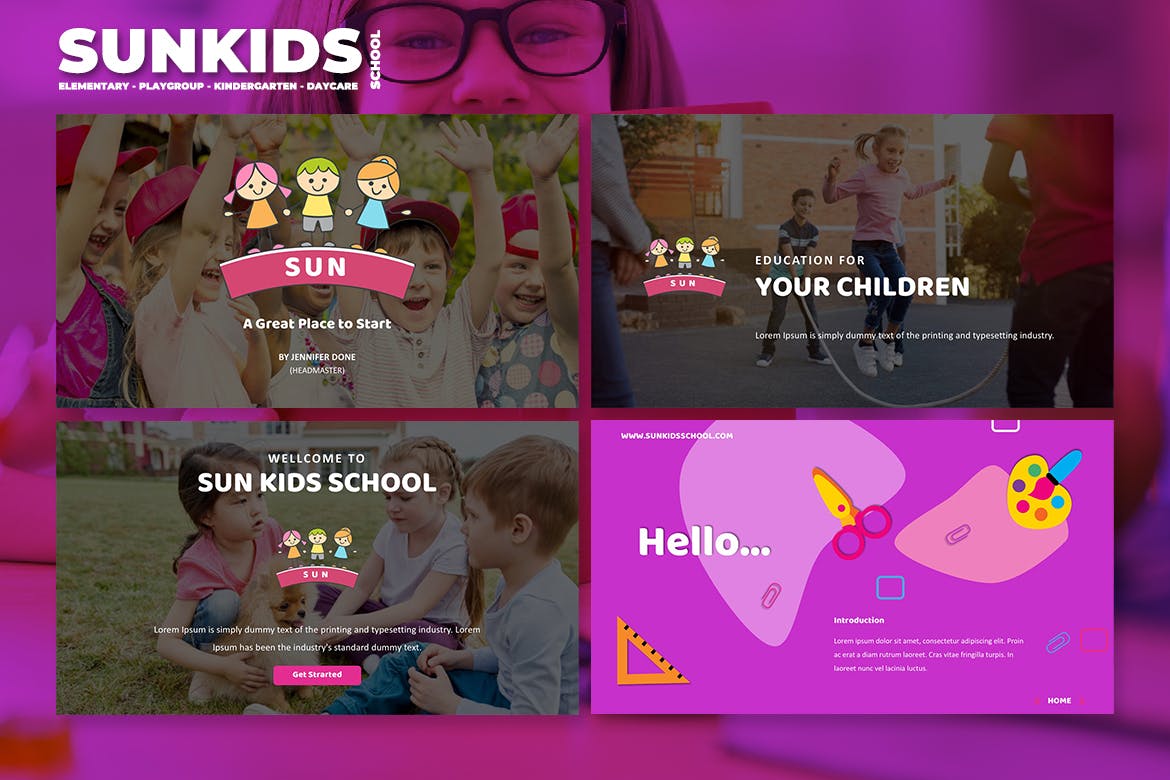 学习儿童教育风格的PPT模板下载[PPTX]