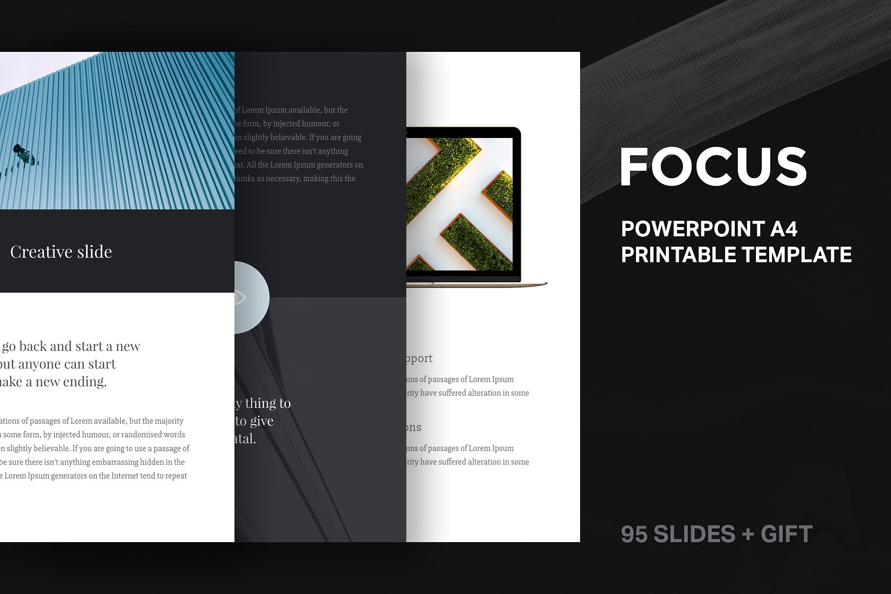 极简竖版ppt模板 A4 | Focus PowerPoint Template