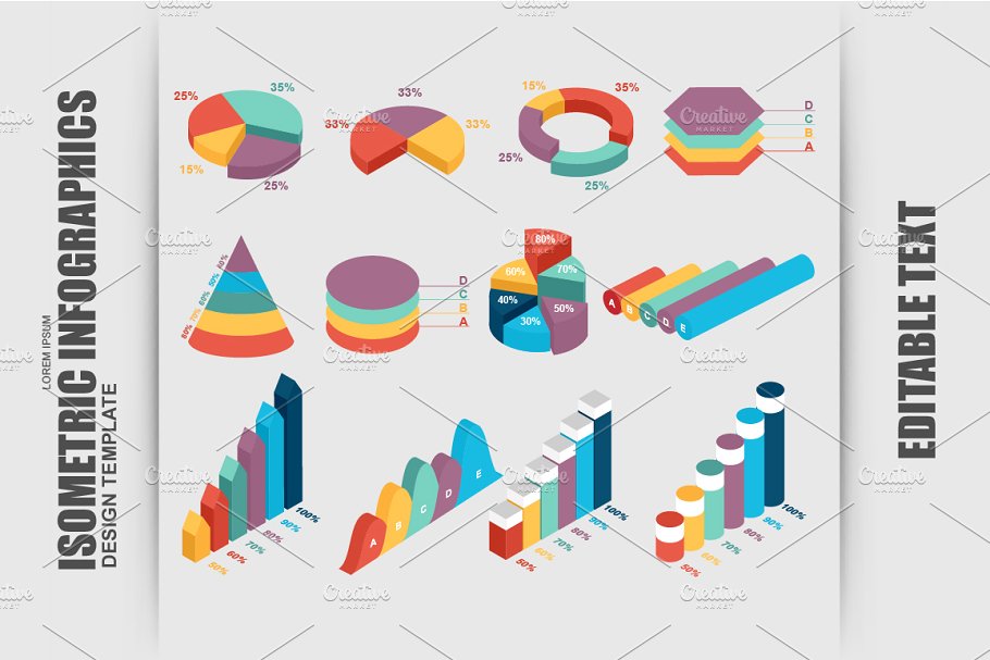 3D信息图表 Isometric 3D Business Infographic