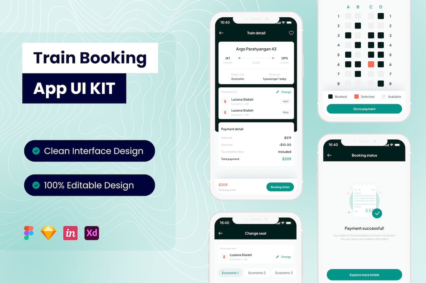 火车预订手机应用 App UI Kit