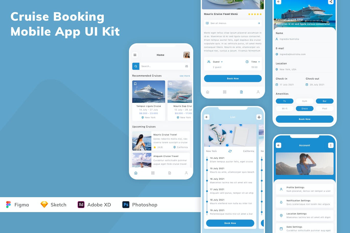 邮轮预订手机应用 App UI Kit