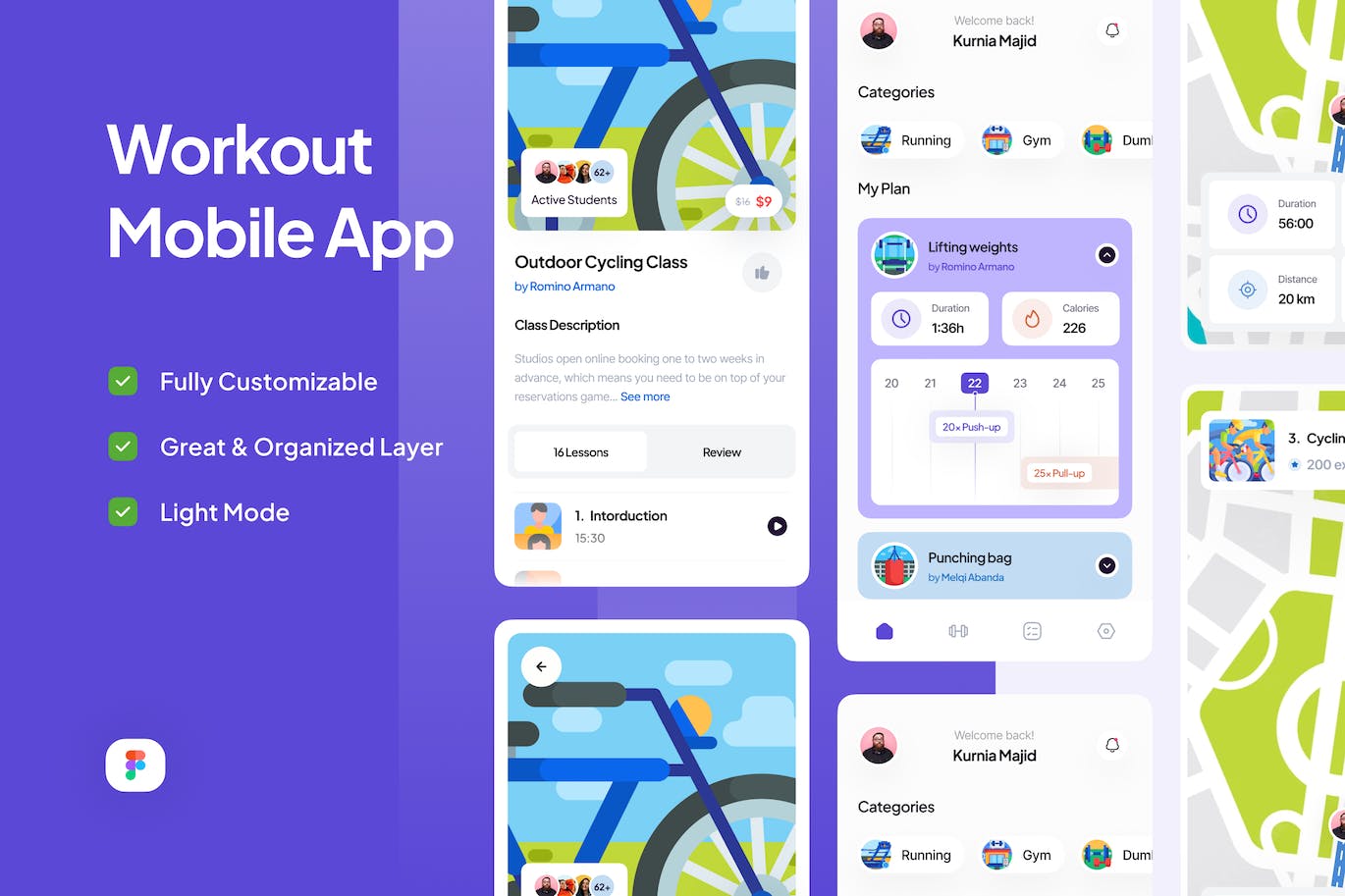 健身课程手机应用APP UI KIT