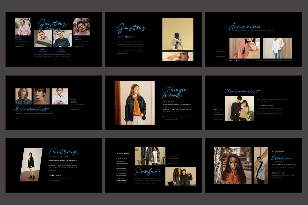 高端复古时尚深色的PPT模板下载[PPTX]