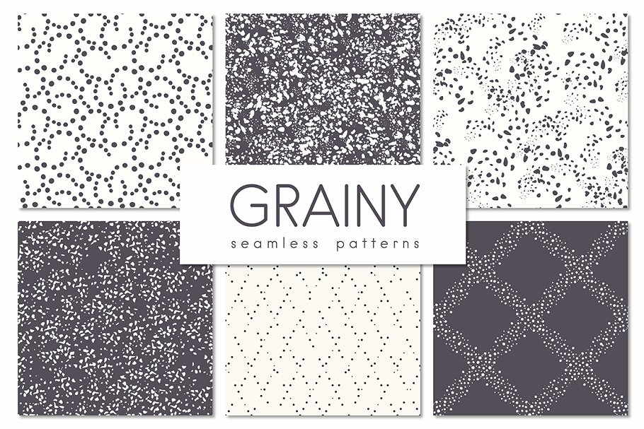 粒状点状图案无缝纹理 Grainy. Seamless Patterns Set
