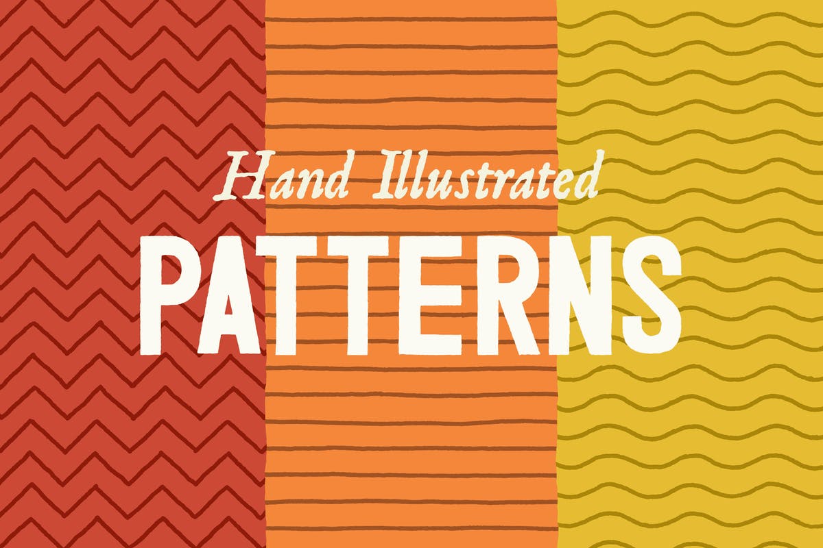 手绘风格线条图案背景纹理 Hand Illustrated Line Patterns
