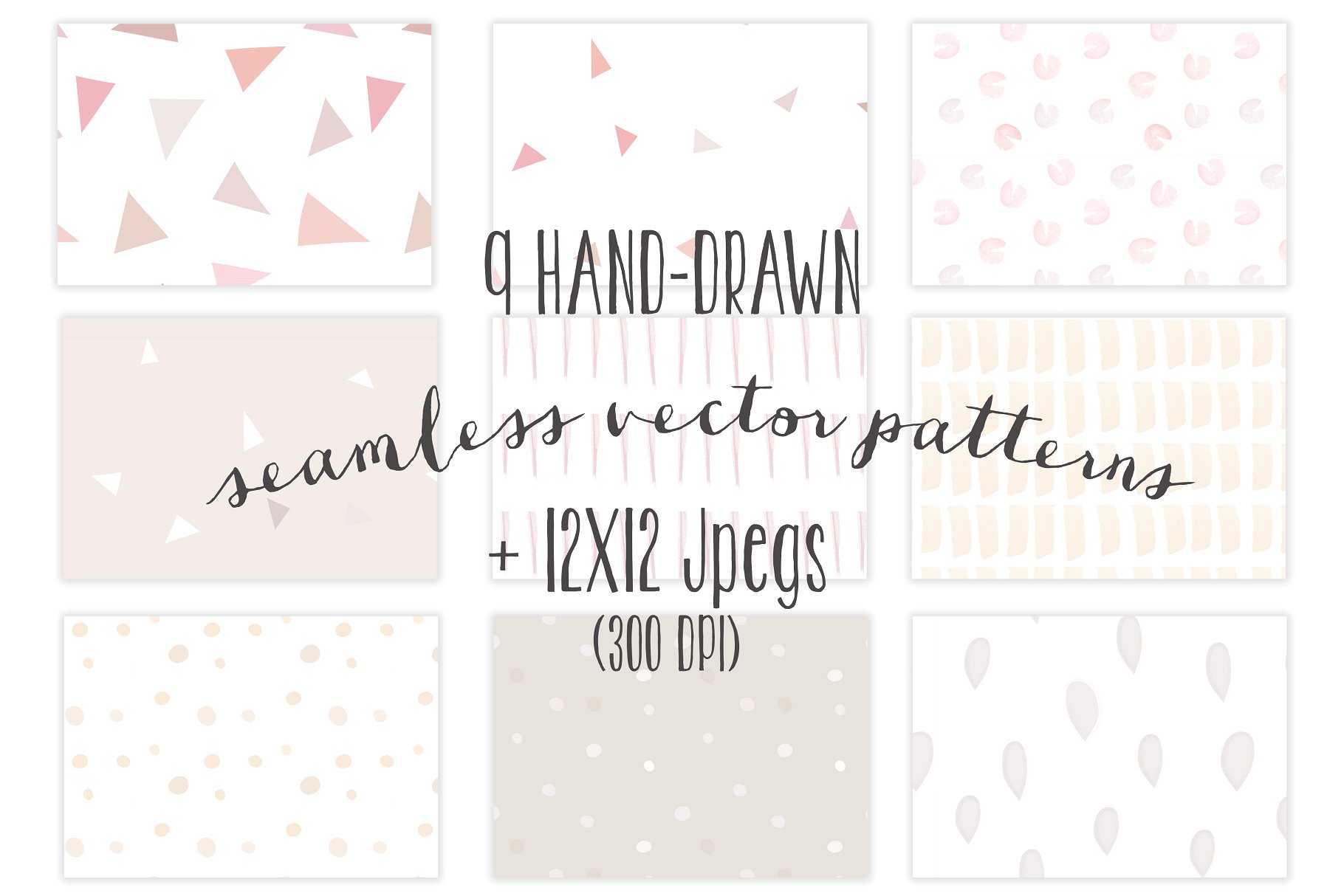 可爱手绘图案花样背景素材 Seamless hand-drawn patterns