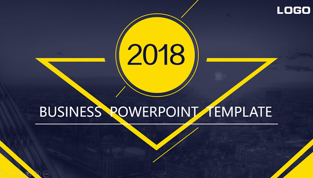 几何图形创意灰黄扁平商务工作汇报ppt模板