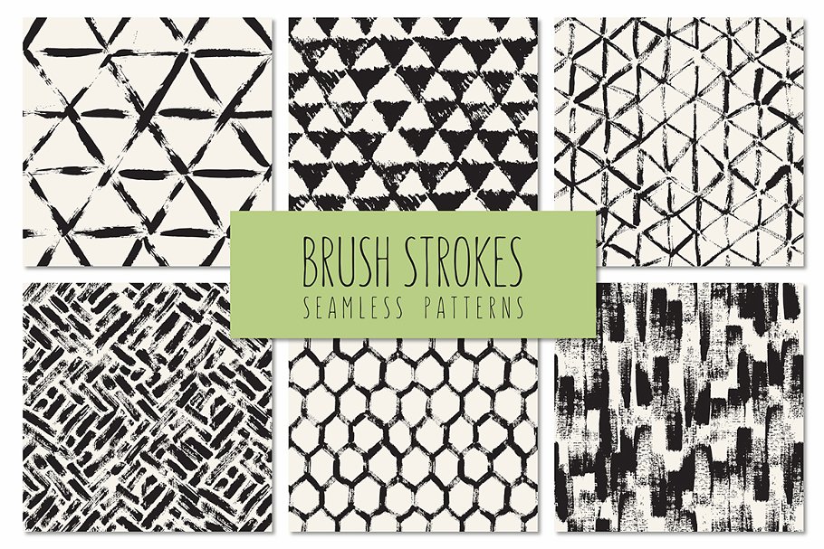 笔刷笔画图案无缝图案背景v5 Brush Strokes. Seamless Patterns v.5