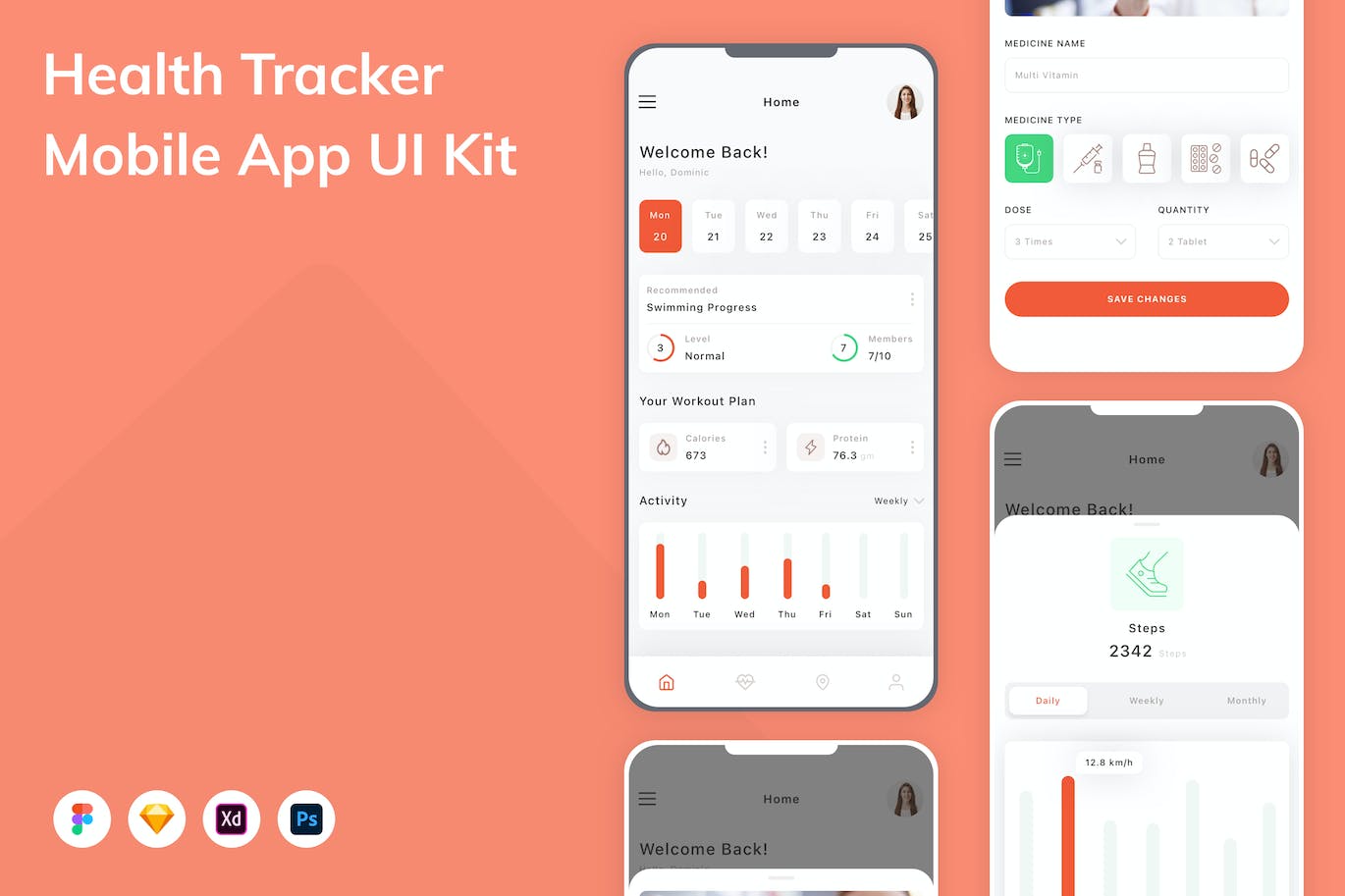 健康跟踪移动应用App UI Kit