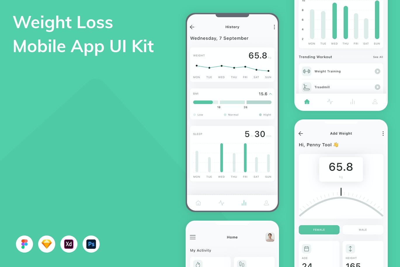 减肥手机应用 App UI Kit