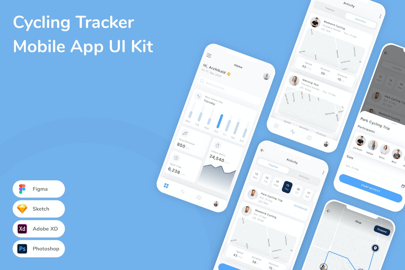 自行车跟踪器 App UI Kit