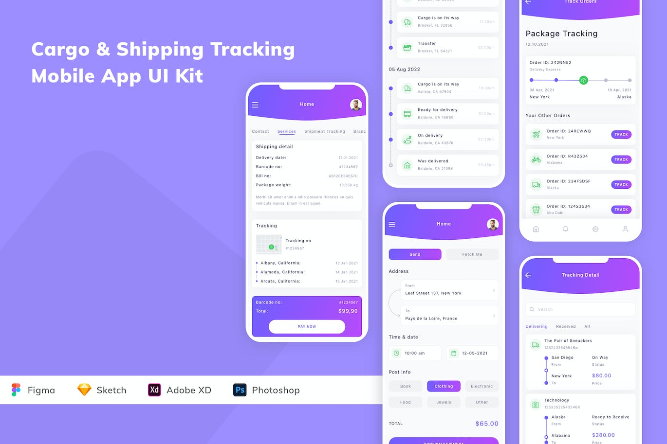 货物和运输跟踪移动应用APP UI KIT