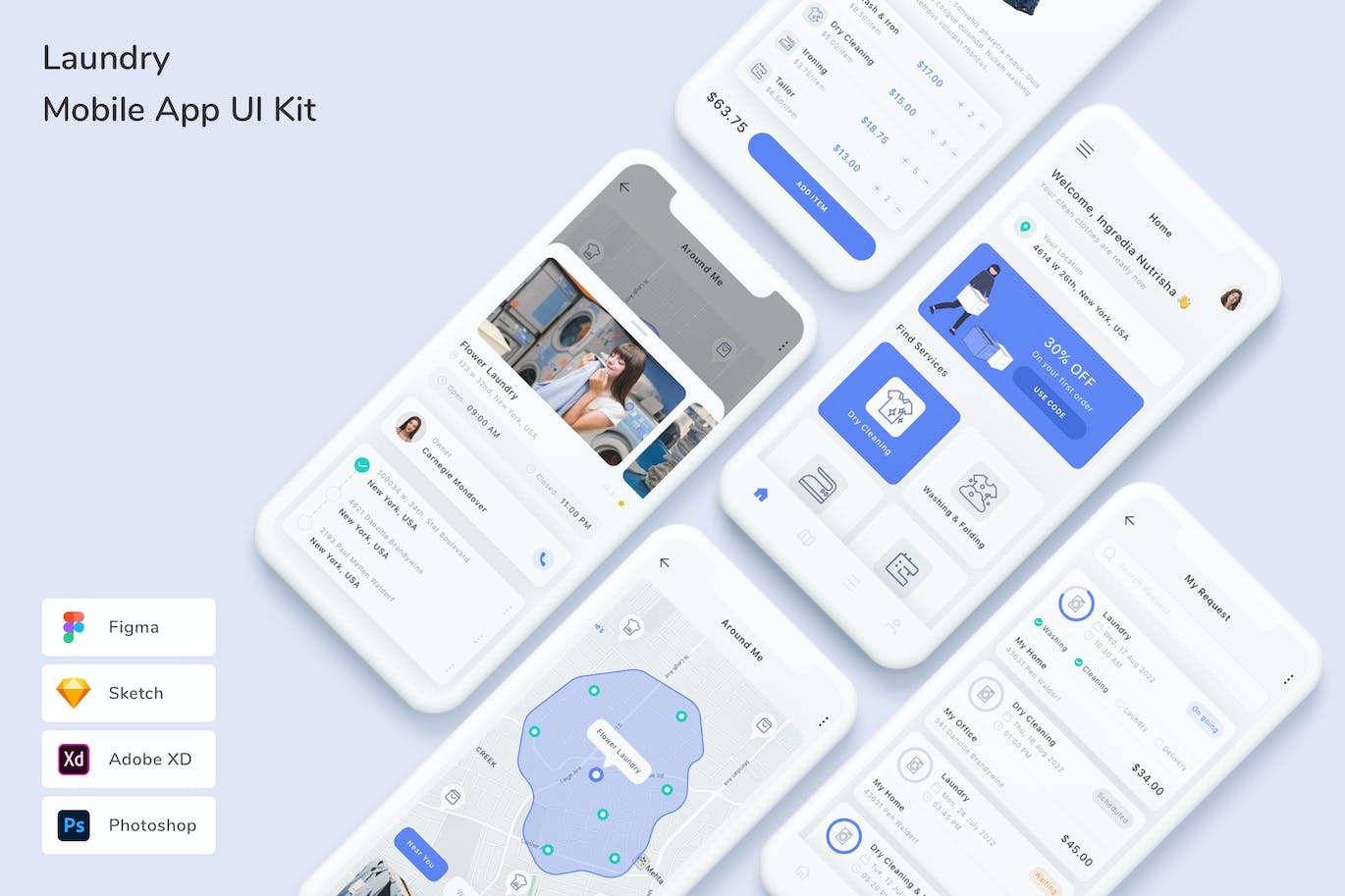 洗衣房移动应用APP UI KIT