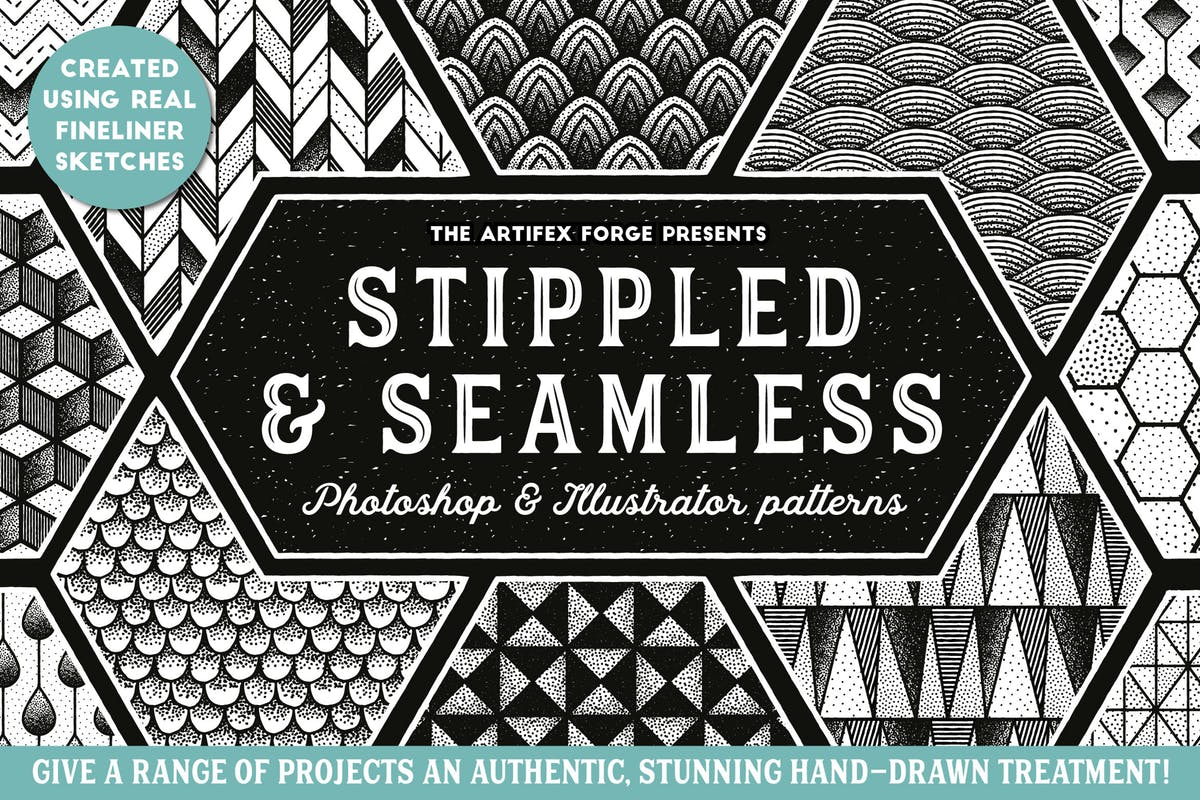 精致点画手绘图案纹理 Stippled & Seamless – Patterns