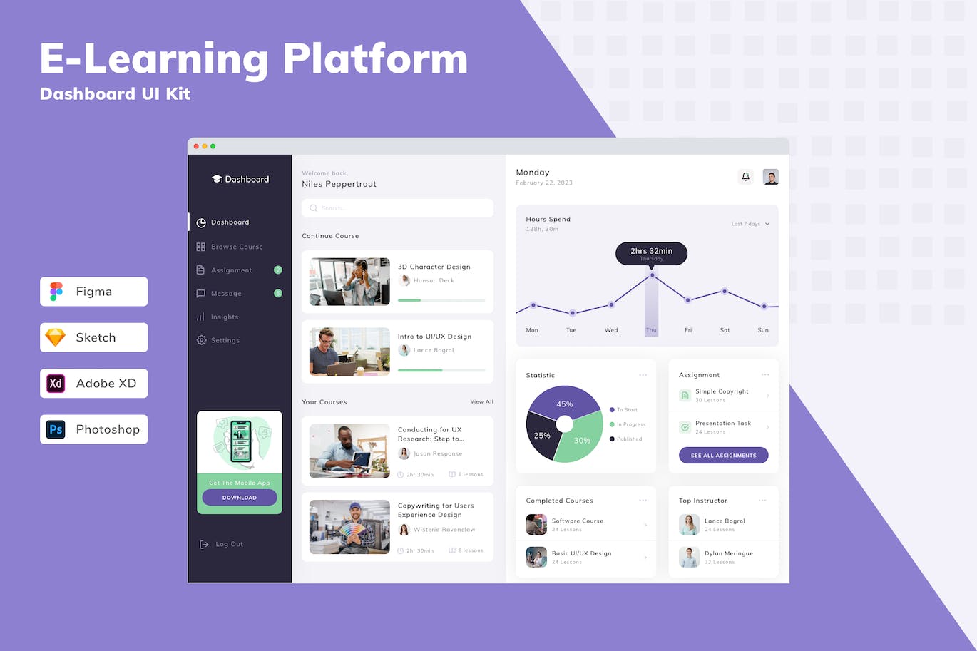 在线学习平台仪表板UI套件