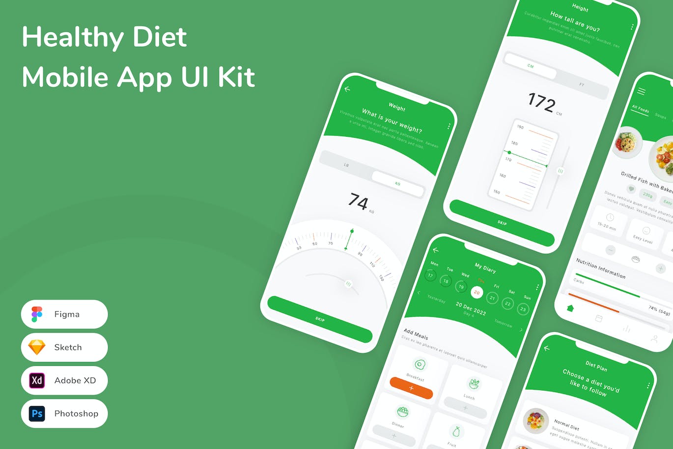 健康饮食移动应用APP UI KIT