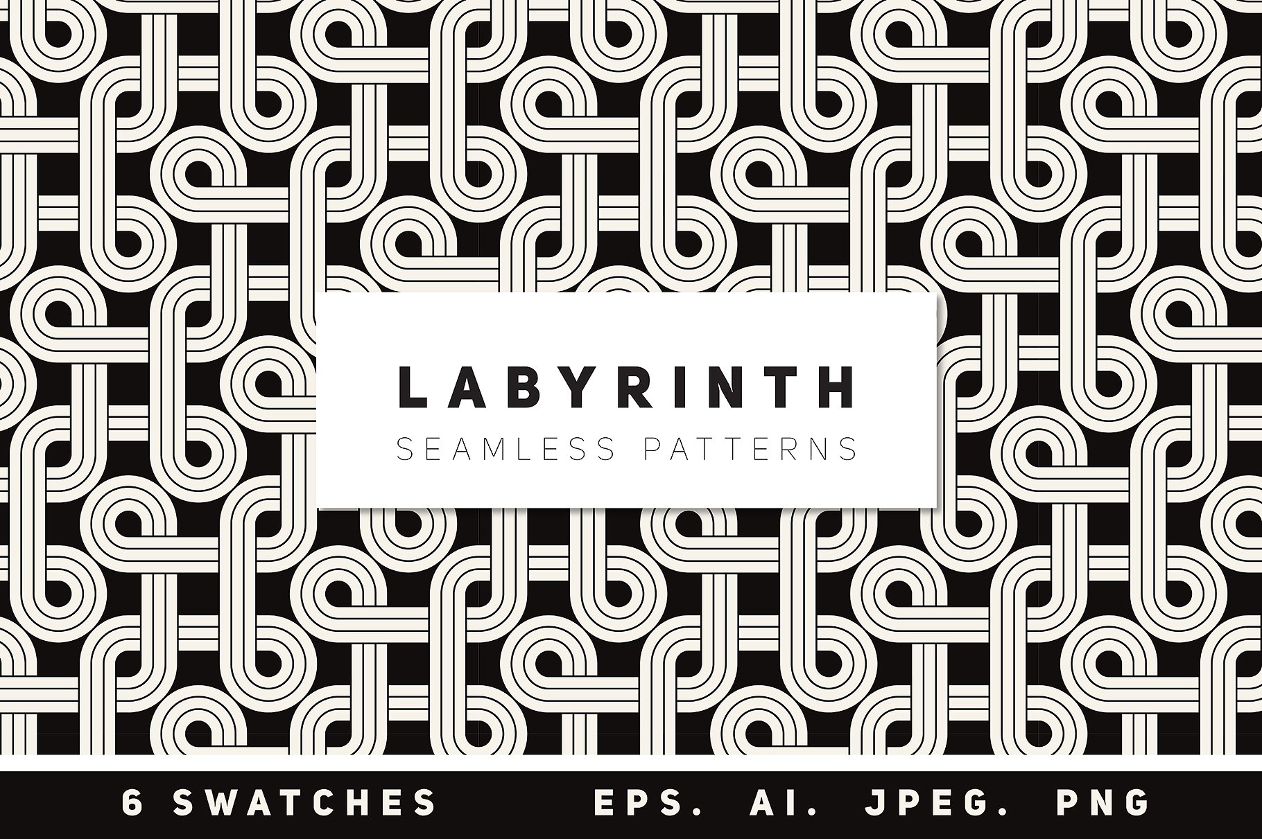 迷宫式无缝图案纹理 Labyrinth Seamless Patterns Set