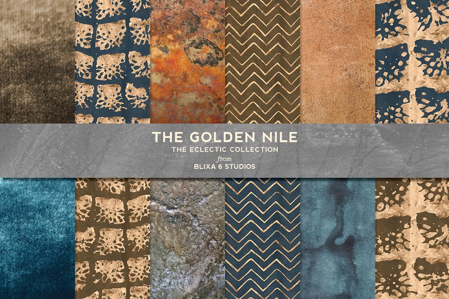 金色线条原始元素数字图形 The Golden Nile Patterns & Textures