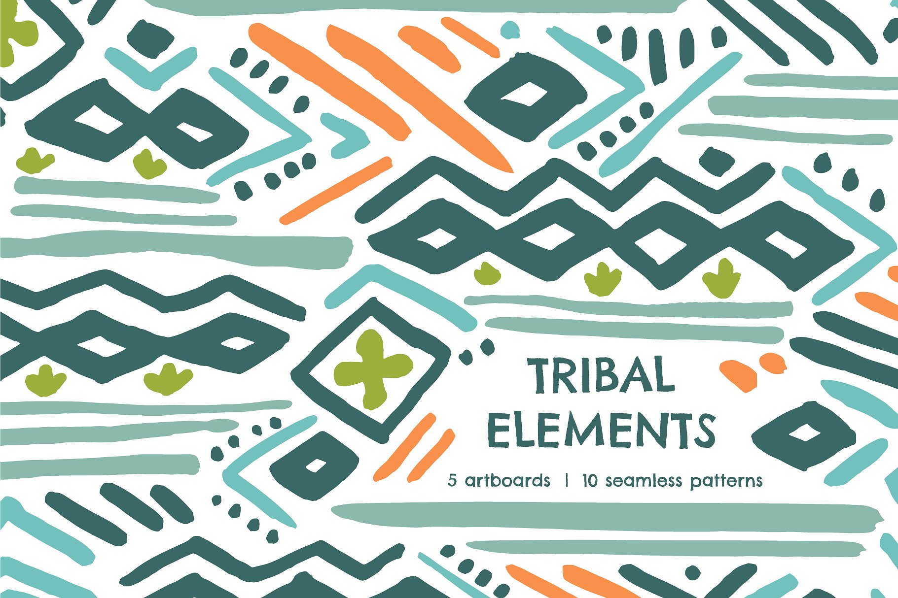 手绘部落元素无缝纹理 Tribal Element | Seamless Patterns