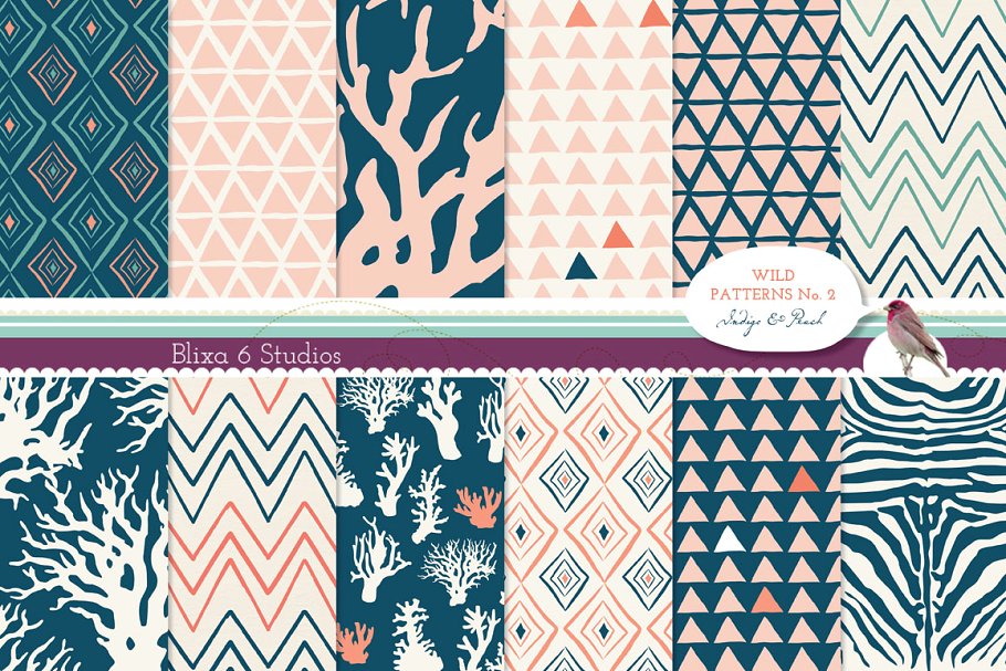 12种野生几何图案数码纸张纹理 12 Wild Geometric Digital Patterns