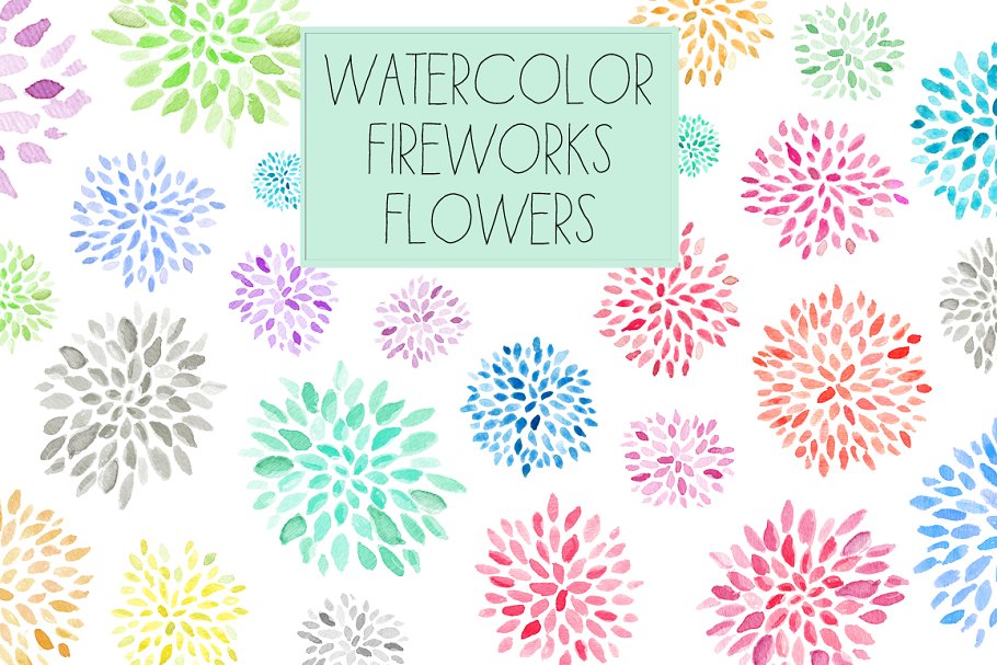 多彩火花花卉图案纹理 Fireworks Flowers