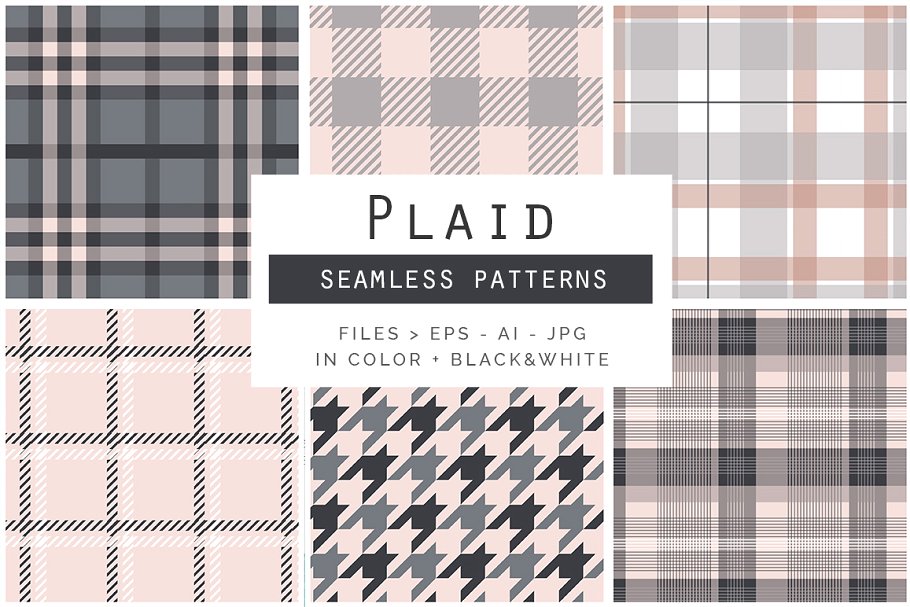 各种各样的格子风格矢量纹理 Plaid Vector Patterns