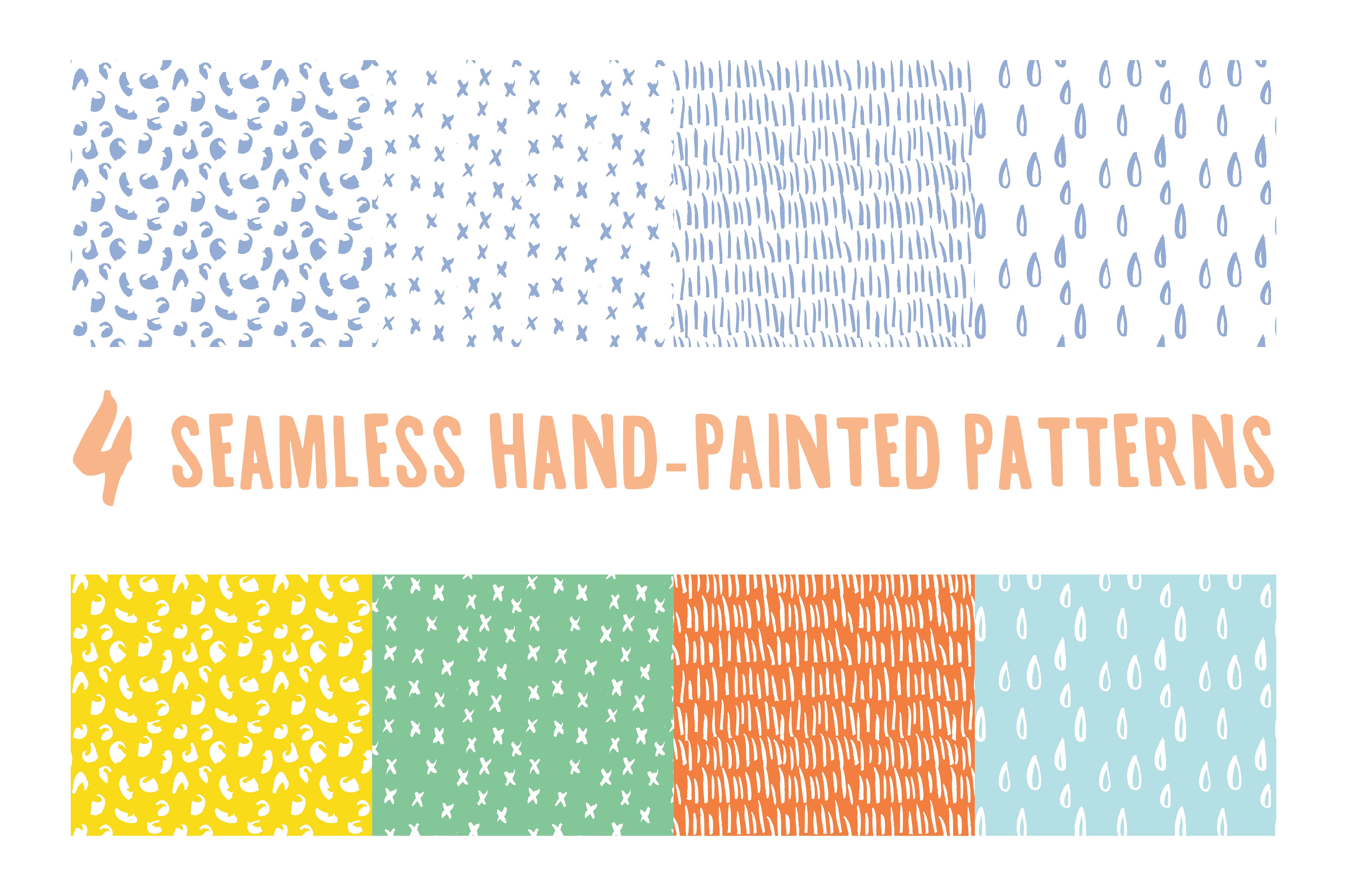 手绘图案无缝纹理 Hand-Painted Seamless Patterns