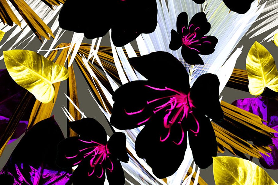 带叶花卉无缝纹理 Seamless floral patterns with leaves