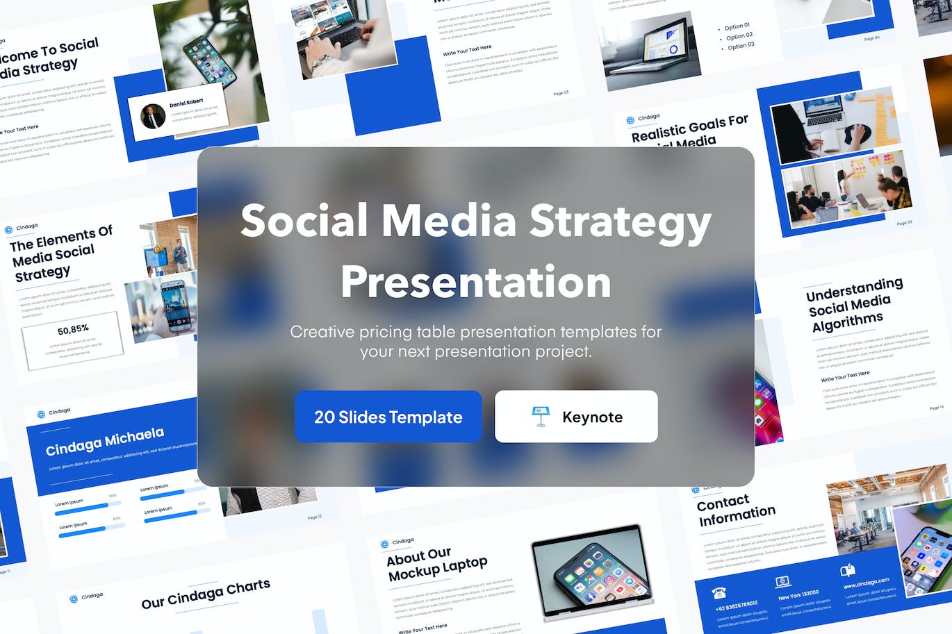 社交共振媒体策略Keynote创意模板  Cindaga – Social Media Strategy Presentation