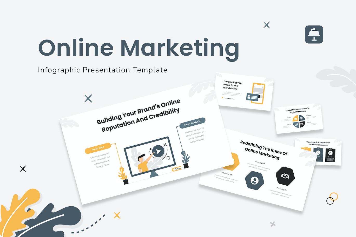 在线营销信息图表Keynote幻灯片模板下载 Online Marketing Infographic Keynote Template