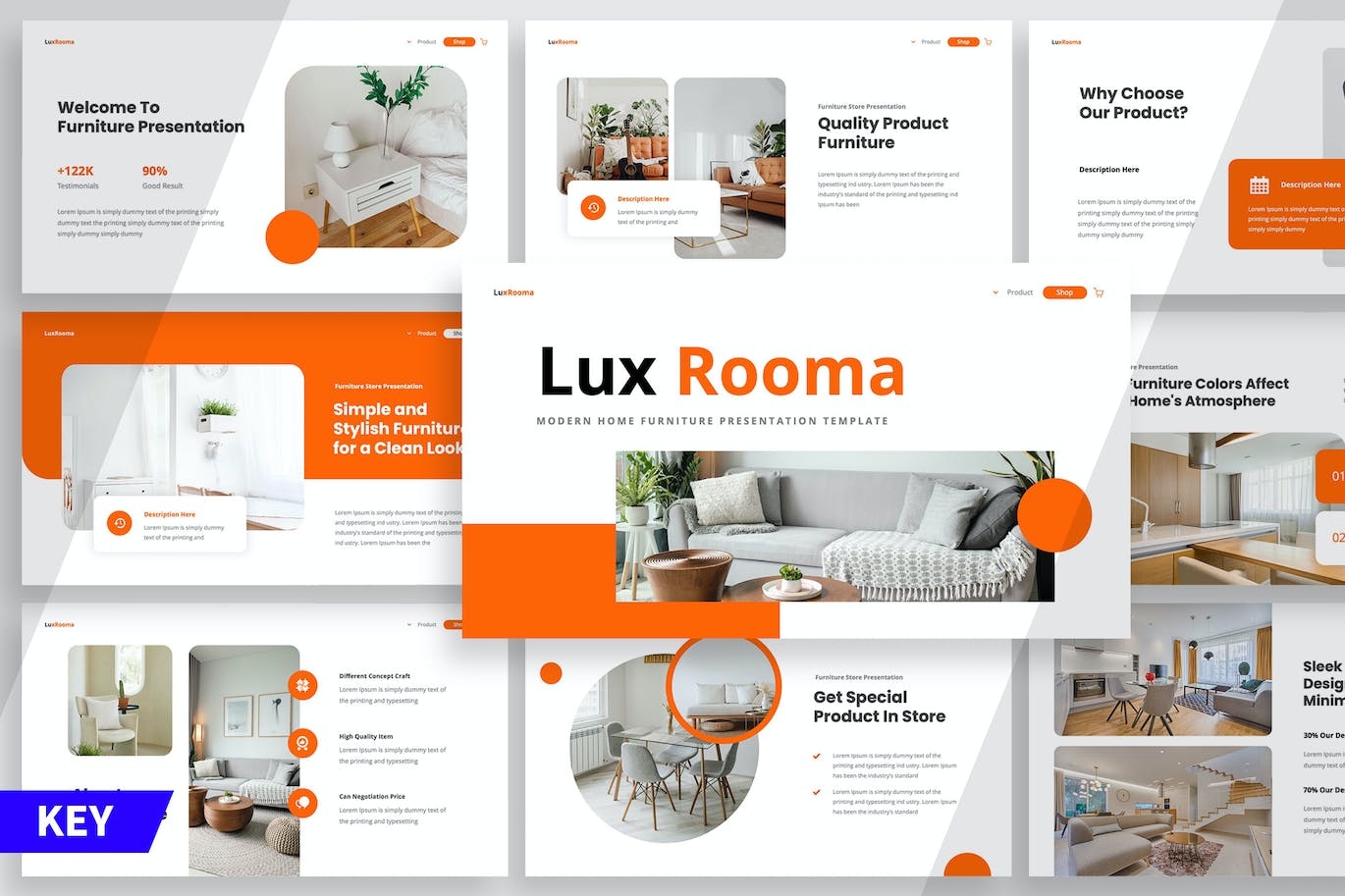 时尚家具展示Keynote创意模板 LuxRooma – Keynote