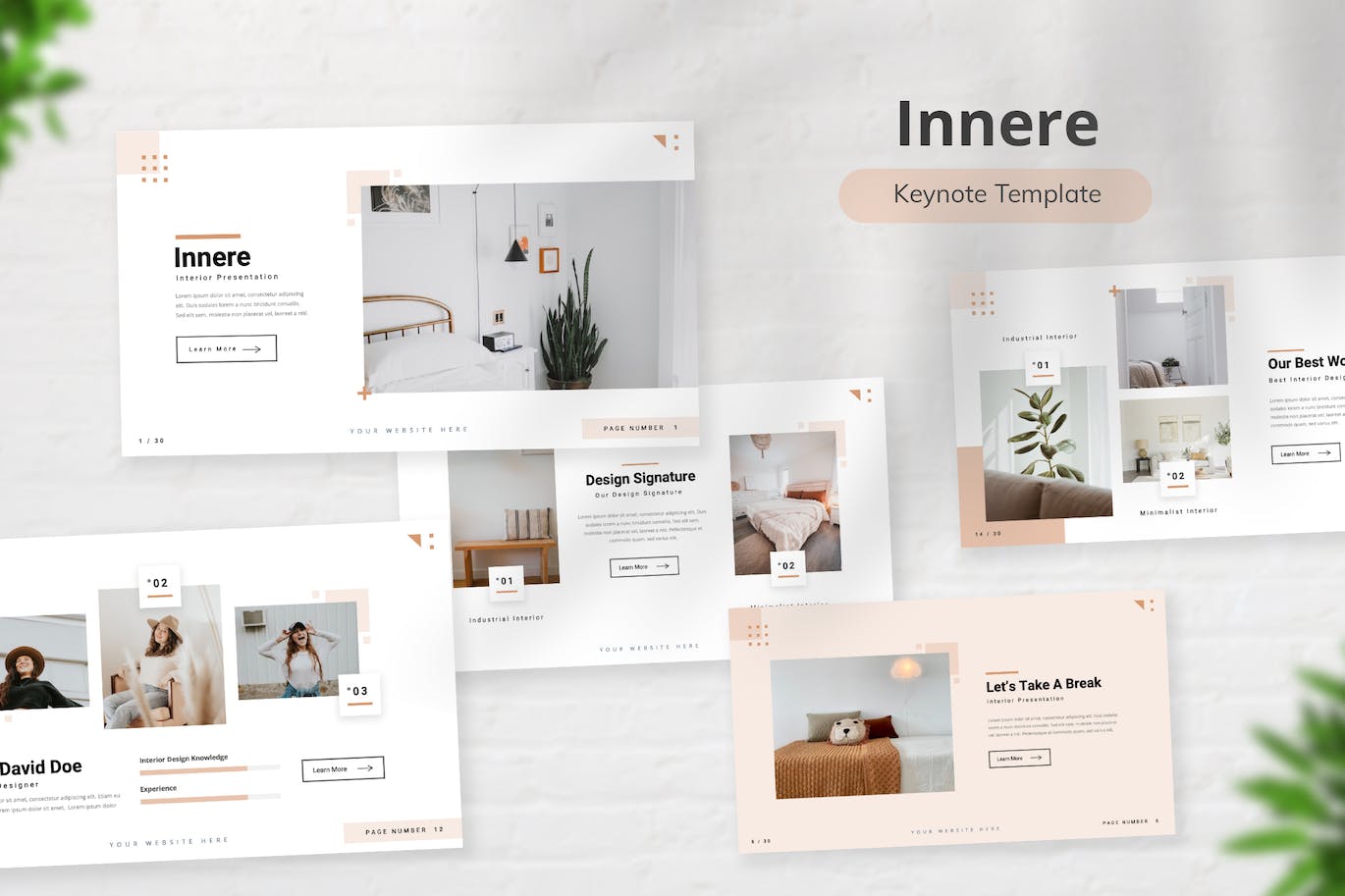 室内设计极简主义Keynote幻灯片模板 Innere Interior Minimalist Keynote