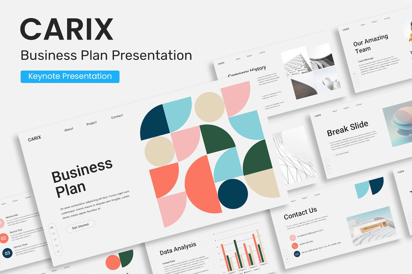 创意商业作品集Keynote幻灯片演示模板 CARIX – Creative Business Presentation Template